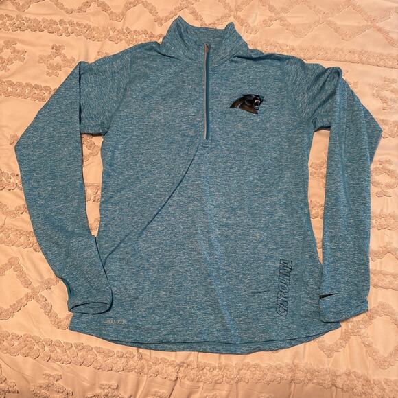 Carolina Panthers Nike 1/4 Zip Womens Pullover Size Medium With Thumb Holes - Picture 1 of 5